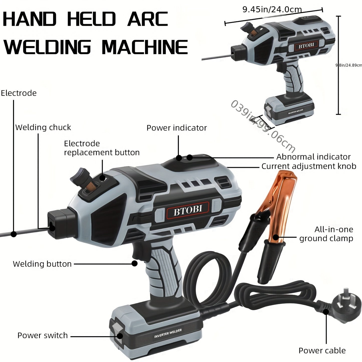 1pc Portable Welding Machine - 110V Handheld Arc Welder with IGBT Inverter, Variable Current Control, Portable ARC Welding Gun for 3/32"-1/8" Rod, Includes Carrying Case