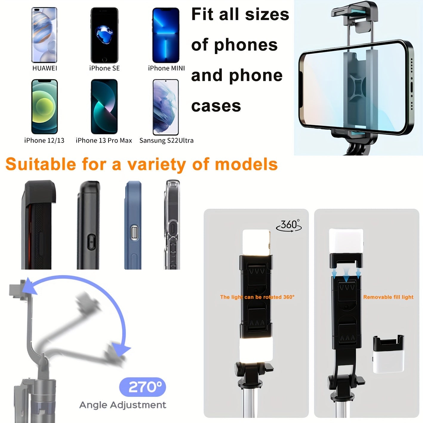 66" Portable Tripod for iPhone and Android - Phone Stand with Remote for Video Recording, Compatible with iPhone 15/14/13, Ideal for Travel