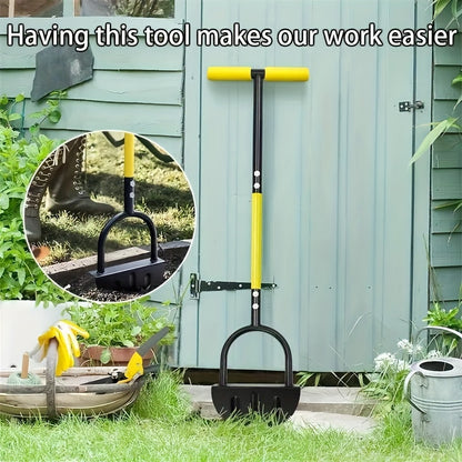 Full Steel Stand-Up Garden Edger with T Grip - Effortless Lawn Trimming and Edging Tool