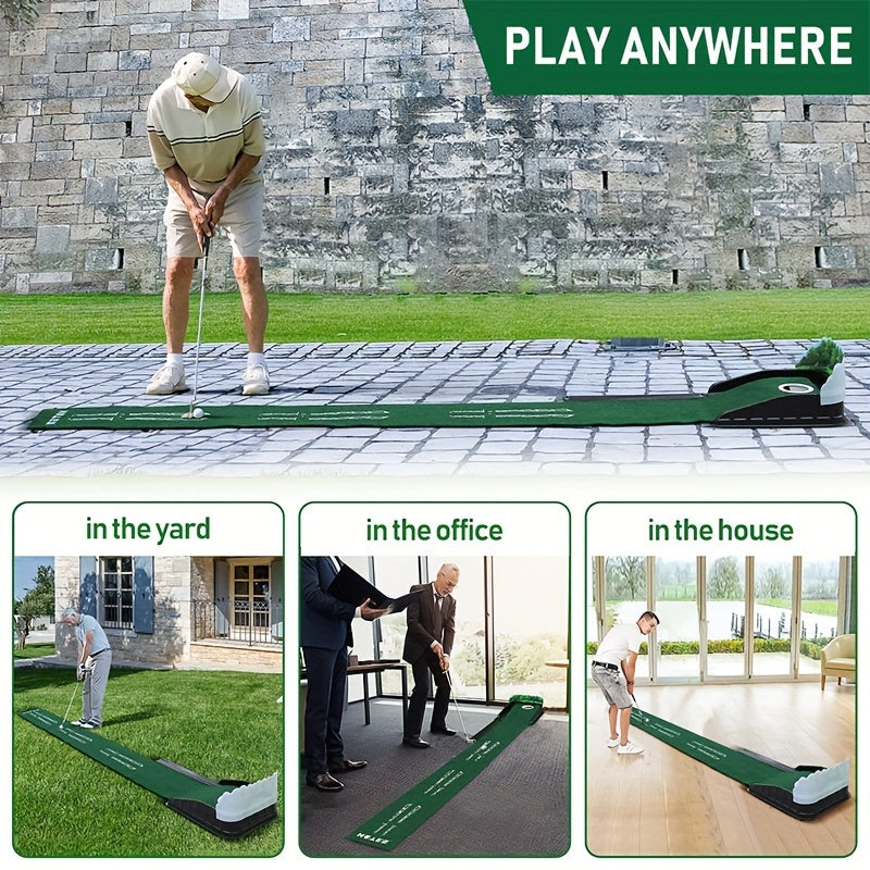 Huan Golf Accelerator Pro - Indoor Putting Mat with Auto Ball Return and Alignment Guides