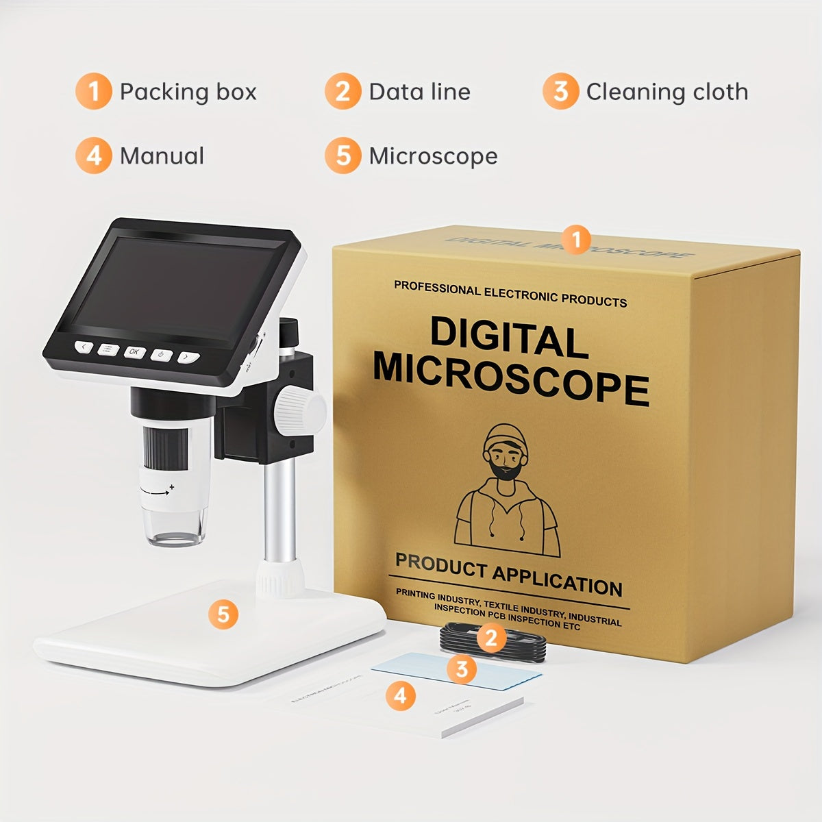 1000X Zoom HD Microscope - 1080P High-Resolution with 8 LED Illumination - Ideal for Educational and Research Image Capture