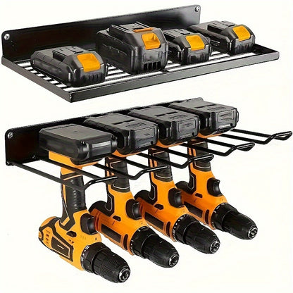 Power Tool Organizer – 4/7 Drill Holders Wall Mount – 2/3 Layer Heavy Duty Metal Storage for Garage – Includes Hooks, Screwdriver and Hammer Holder – Father's Day Gift