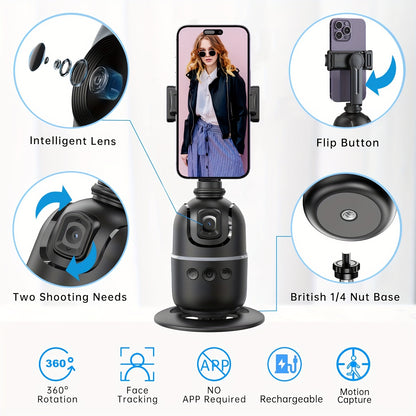 360° Gimbal Camera Stabilizer - Advanced Automatic Object Tracking, Intelligent Anti-Shake, Portable for Live Streaming, Multi-Functional Mobile Phone Stabilizer and Versatile Selfie Stick - Latest Technology