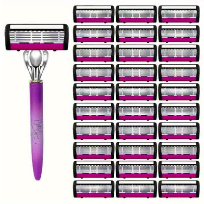 Women's 6-Layer Stainless Steel Blade Razor – Non-Electric, Unscented for Smooth, Close Shave, Ideal for Leg Hair Removal and Personal Care