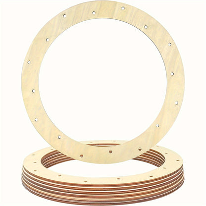 6pcs 12 Inch Unpainted Wooden Wreath Frames with 16 Holes – DIY Craft Rings for Floral Arrangements, Home Decor, and Party Centerpieces, Ideal for Small Ornaments