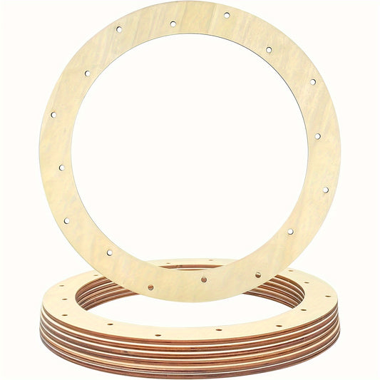 6pcs 12 Inch Unpainted Wooden Wreath Frames with 16 Holes – DIY Craft Rings for Floral Arrangements, Home Decor, and Party Centerpieces, Ideal for Small Ornaments