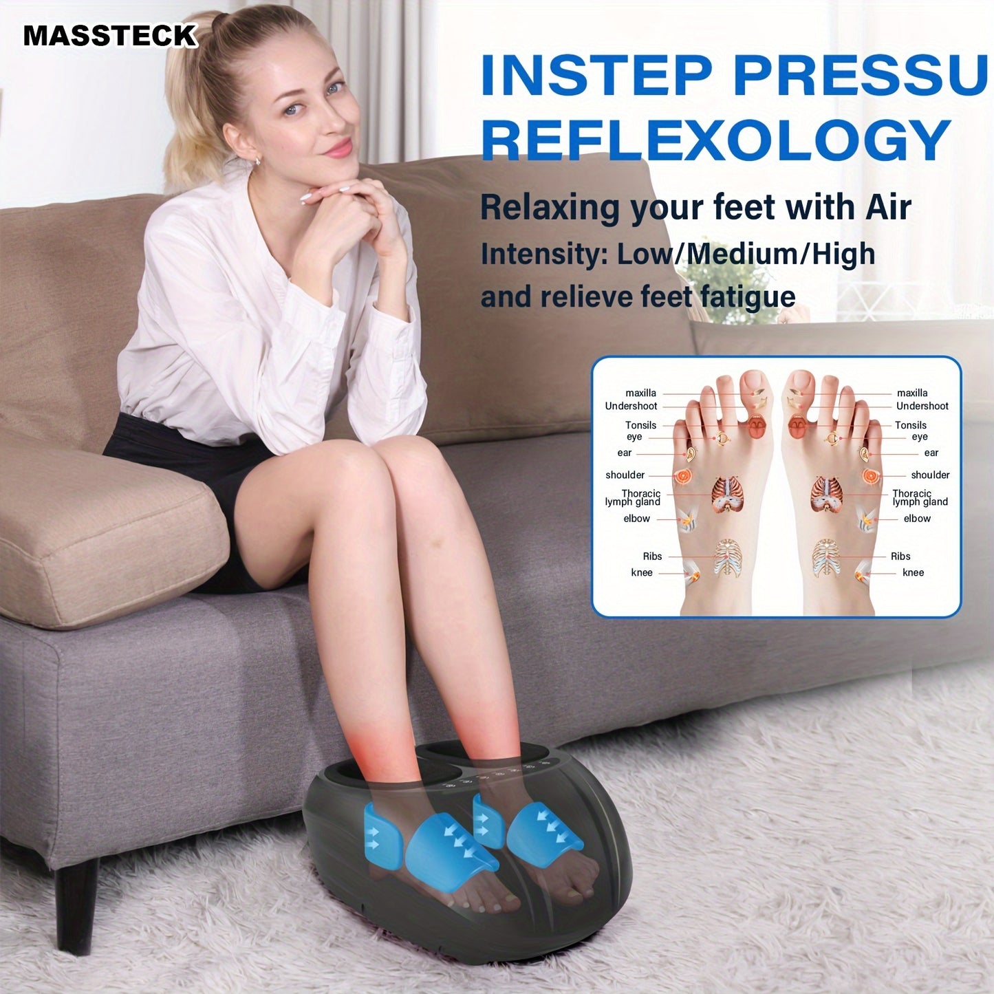 Relaxation Pro Foot Massager – Shiatsu Deep Kneading Machine with Heat, Relief for Tired Muscles and Plantar Fasciitis, Fits Up to Men’s Size 13, Ergonomic Design