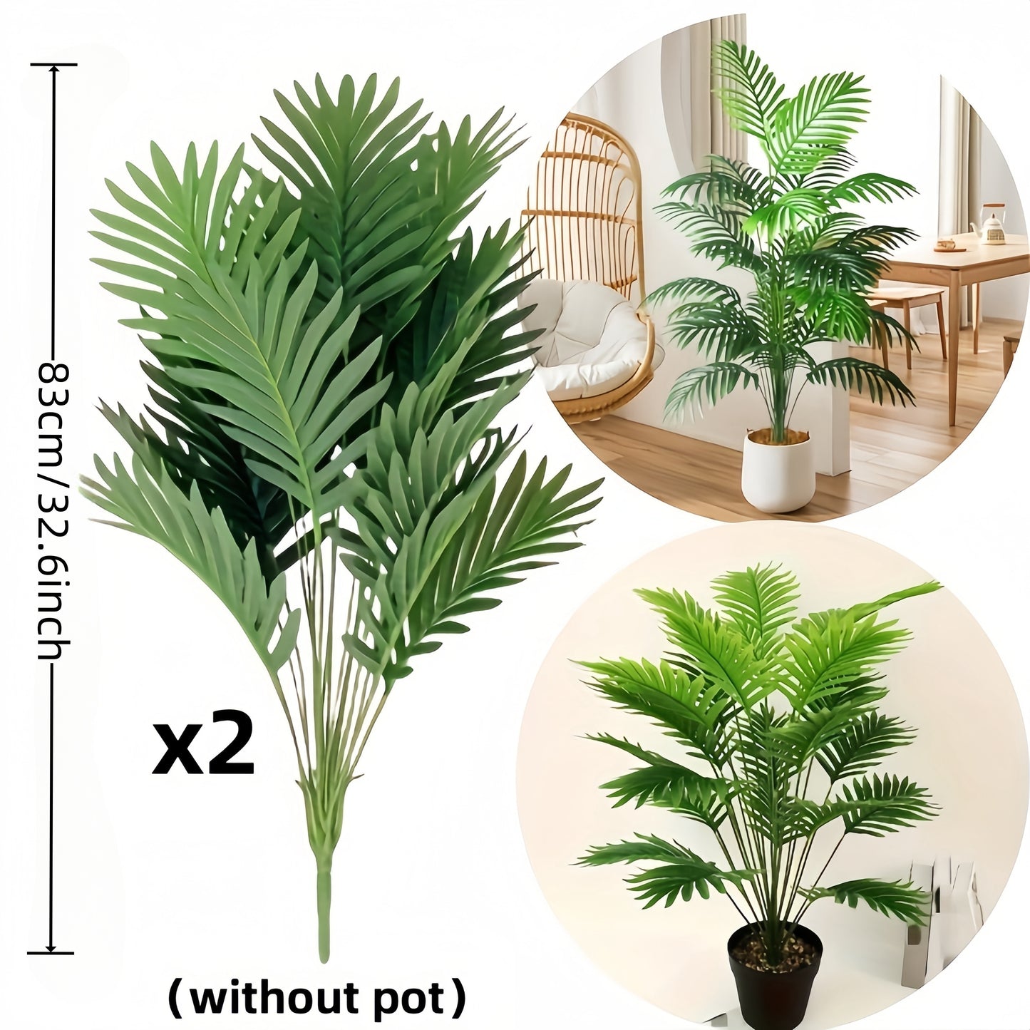 2 Pieces Realistic Artificial Plants - 32.68 Inch Long Stemmed with Large Leaves | High-End Indoor/Outdoor Decoration | Perfect for Weddings, Hotels, Gardens, Photography, Halloween, Christmas