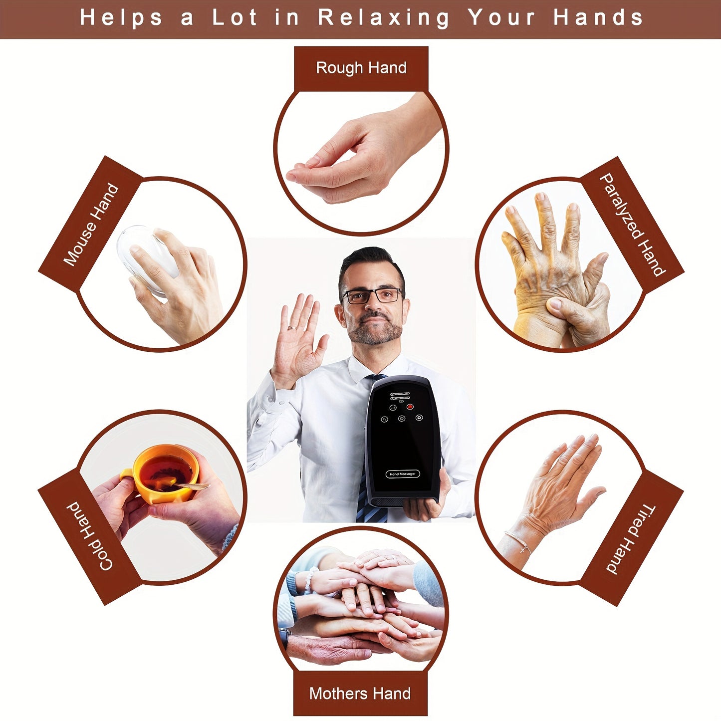 Hand Massager with Compression & Heating - For Arthritis, Relaxation, Carpal Tunnel and Finger Numbness | Ideal Holiday Gift for Family