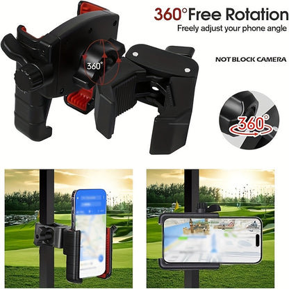 360° Universal Golf Cart Phone Holder - Free Rotation, Suitable for Electric Bikes, Motorcycles & Square Poles, Durable ABS Material - Enhance Your Golf Journey