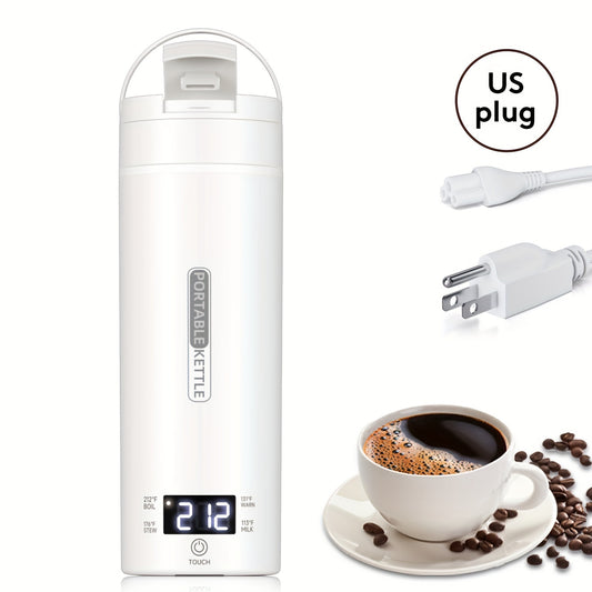 Compact Travel Electric Kettle - Portable Stainless Steel Water Boiler with Automatic Shut-Off, 4 Preset Heating Settings, Dry Protection - 500ml Capacity for Coffee, Tea, and Instant Soups - White