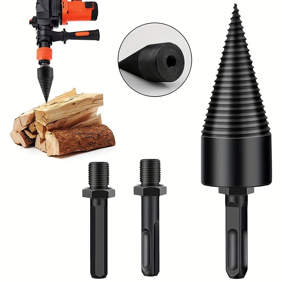 32mm Electric Wood Splitter Drill Bit – Labor-Saving Firewood Chopping Tool with Circular and Hex Shank, Ideal for Outdoor Lawn Care and Wood Cutting