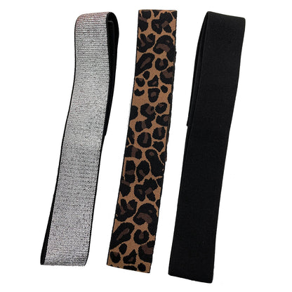 3-Piece Wig Elastic Bands: Silvery Leopard & Black Lace for Secure Edges - Adjustable Melting Band for Laying Lace Wigs