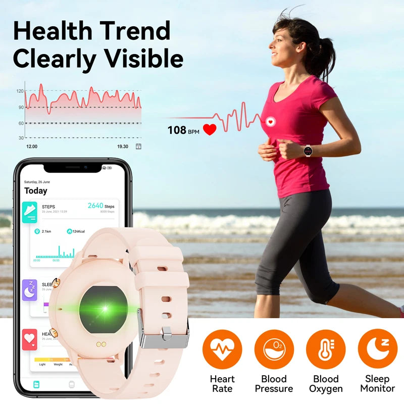 Karchilor Smartwatch – Bluetooth Call, Sports, Waterproof Health Monitor for Women and Men, Compatible with Android and iOS