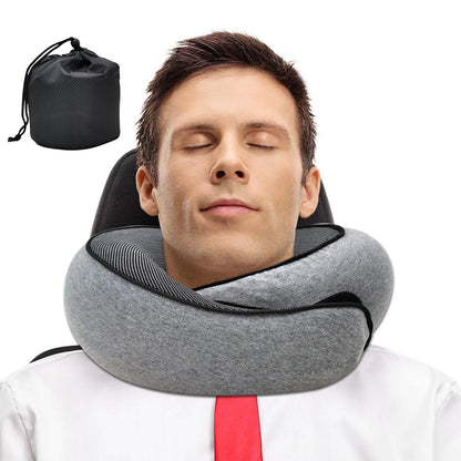 Travel Neck Pillow – Memory Foam U-Shaped Snail Style, Portable & Adjustable for Neck Support, Soft Noon Break Sleep Pillow