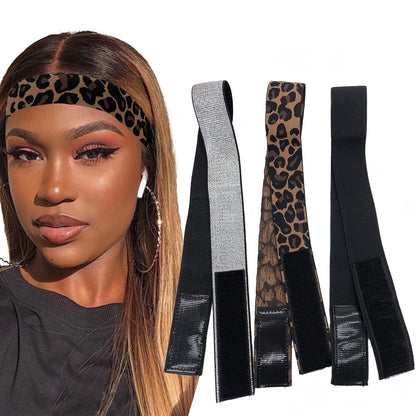 3-Piece Wig Elastic Bands: Silvery Leopard & Black Lace for Secure Edges - Adjustable Melting Band for Laying Lace Wigs