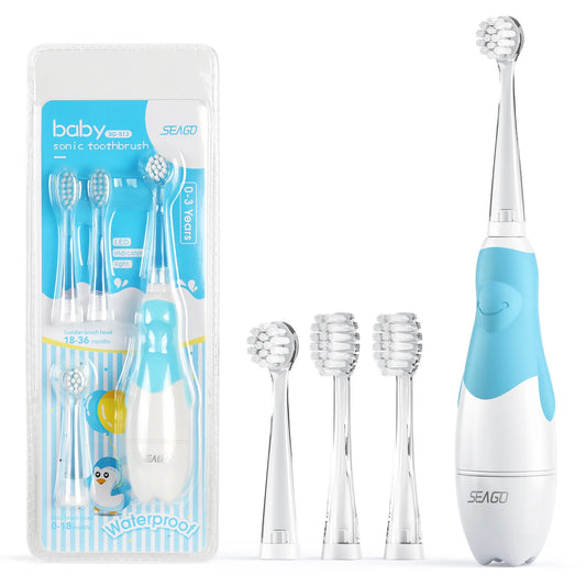 Seago Kids Electric Toothbrush: Sonic Toothbrush with Observing Light & Smart Timer - Replaceable Brush Head, Waterproof Design