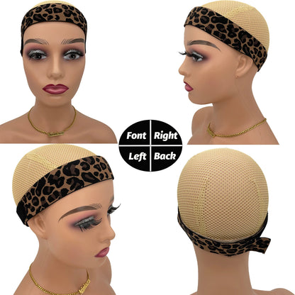 3-Piece Wig Elastic Bands: Silvery Leopard & Black Lace for Secure Edges - Adjustable Melting Band for Laying Lace Wigs