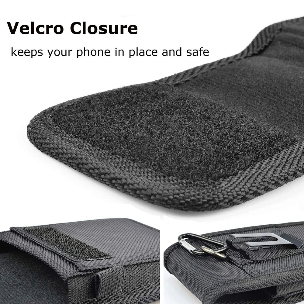 Vertical Nylon Cell Phone Belt Clip Holster Pouch: Wallet Card Holder Case Cover for 4.0inch-6.7inch Phones - iPhone, Samsung, and More