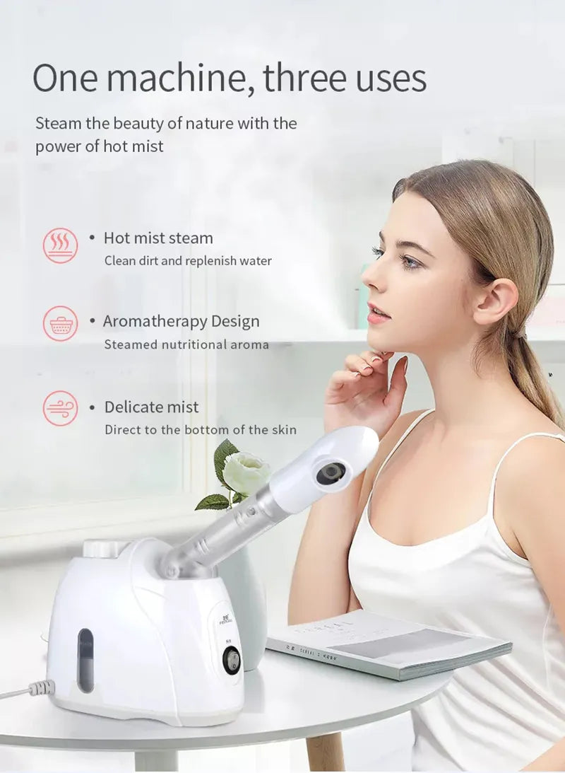 Ozone Facial Steamer - Warm Mist Humidifier for Deep Cleaning & Skin Care - Salon Quality Home Spa Vaporizer Sprayer