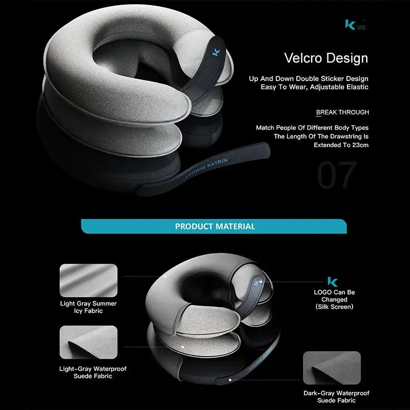 Inflatable Neck Brace with Removable Air Pump: Cervical Traction Device for Neck Pain Relief - Neck Stretcher