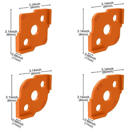 Woodworking Router Corner Radius Templates: Jig R5 to R40 for Routing Curved Corners - ABS Tool