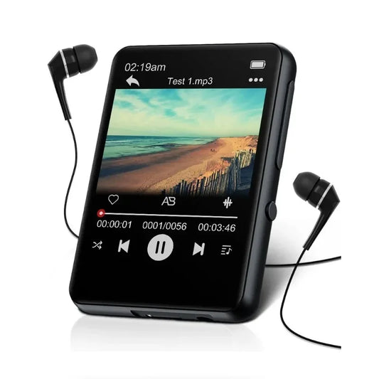 32GB MP3 Player with Touch Screen, Bluetooth 5.0, Built-In HD Speaker, FM Radio, and Voice Recording