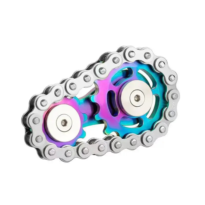 Metal Gear Chain Fidget Spinner - Flywheel and Sprocket Chain Fidget Toys for Stress Relief and Pressure Reduction