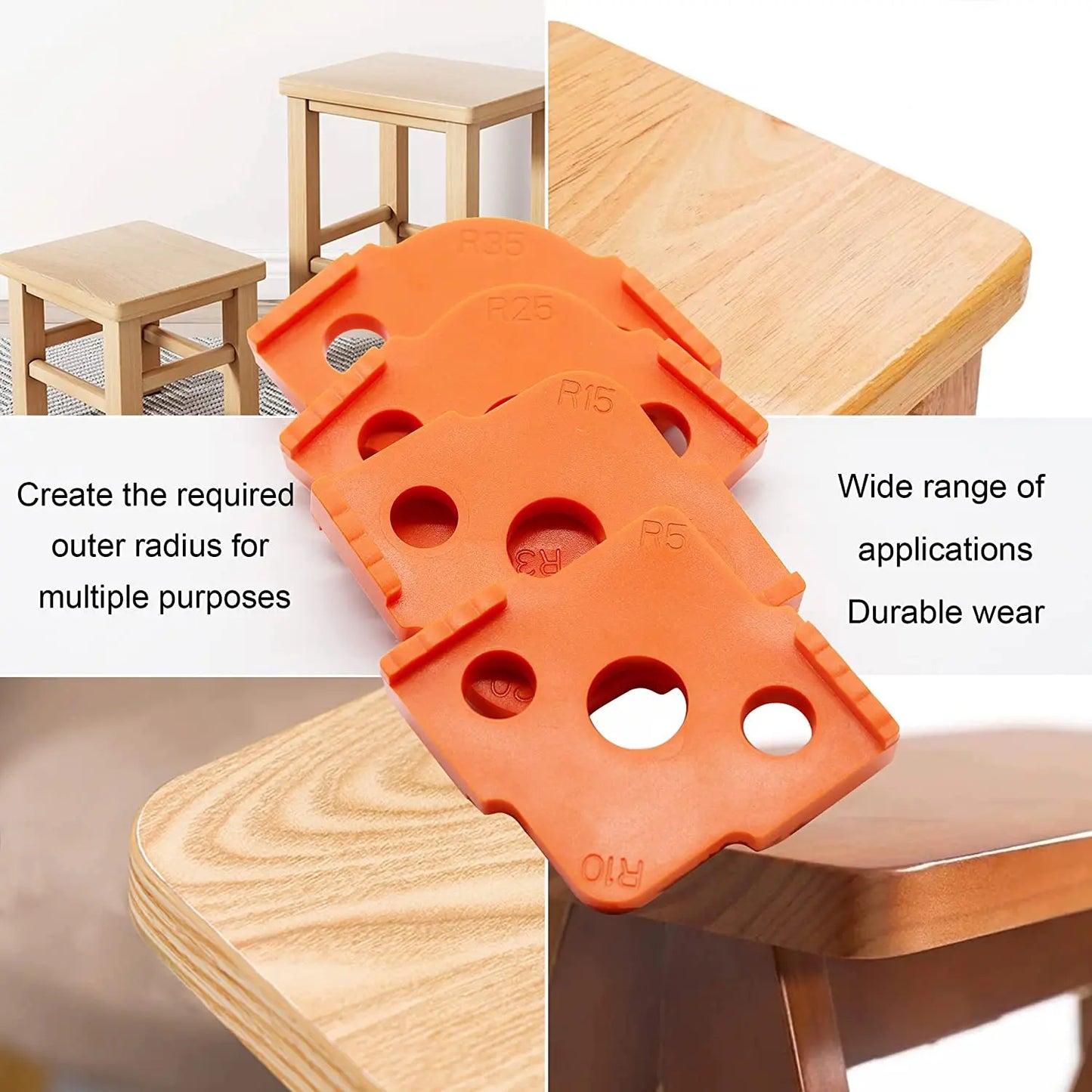 Woodworking Router Corner Radius Templates: Jig R5 to R40 for Routing Curved Corners - ABS Tool