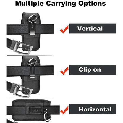 Vertical Nylon Cell Phone Belt Clip Holster Pouch: Wallet Card Holder Case Cover for 4.0inch-6.7inch Phones - iPhone, Samsung, and More