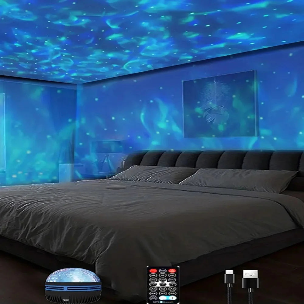 Ocean Wave Projector - 7-Color Patterns, Remote Control, USB Powered for Bedroom, Home Theater, Ceiling, Room Decor