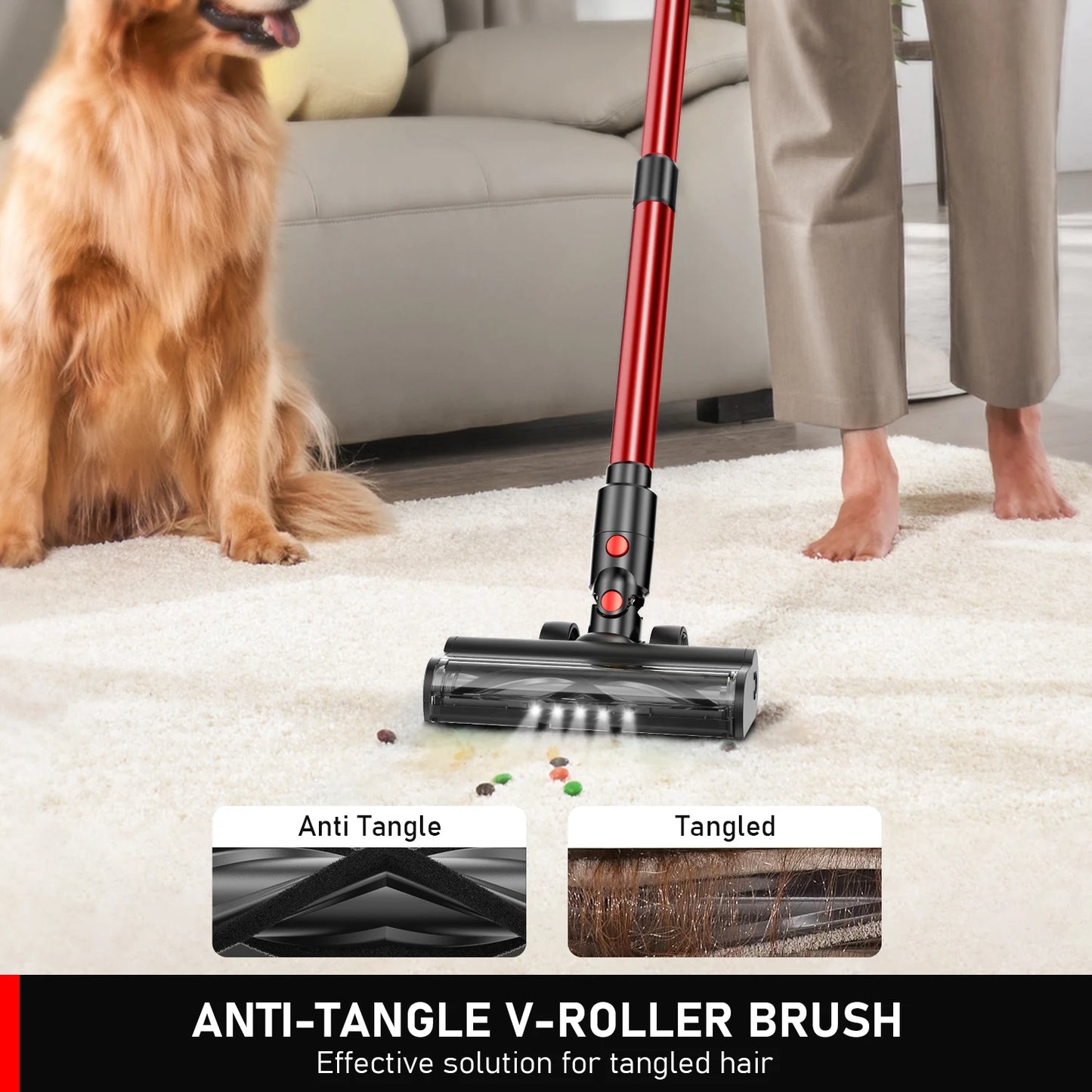 350W Handheld Cordless Vacuum Cleaner - 30Kpa Powerful Suction Stick Vacuum, 8-in-1 with 1.5L Dust Cup for Pet Hair, Carpet, Hard Floor