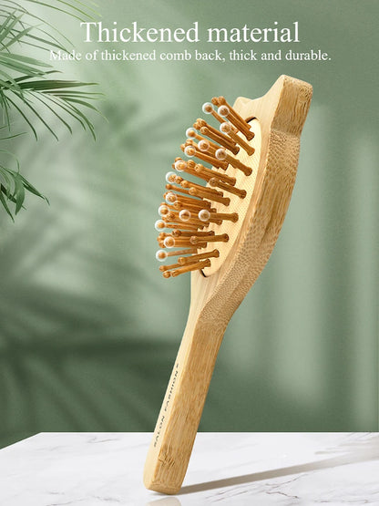 Nature Bamboo Hair Brush - Eco-Friendly Wooden Anti-Static Detangle Comb for Hair & Scalp Massage - Styling Tools for Women & Men