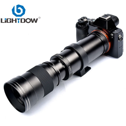 Lightdow 420-800mm F8.3-16 Super Telephoto Manual Zoom Lens with T2 Ring Adapter - Compatible with Sony, Canon, Nikon, Pentax, Olympus Cameras