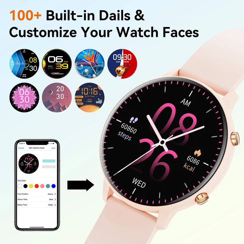 Karchilor Smartwatch – Bluetooth Call, Sports, Waterproof Health Monitor for Women and Men, Compatible with Android and iOS