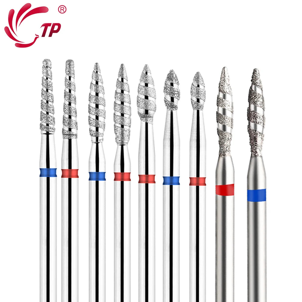 TP 2pcs Tornado Flame Diamond Nail Drill Bits – Pedicure Burrs for Electric Polisher Accessories