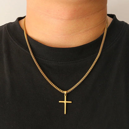 Punk Cross Pendant Link Chain Necklace – 316L Stainless Steel, Gold/Silver Hip Hop Fashion Jewelry – Waterproof for Men and Women, Ideal Gift