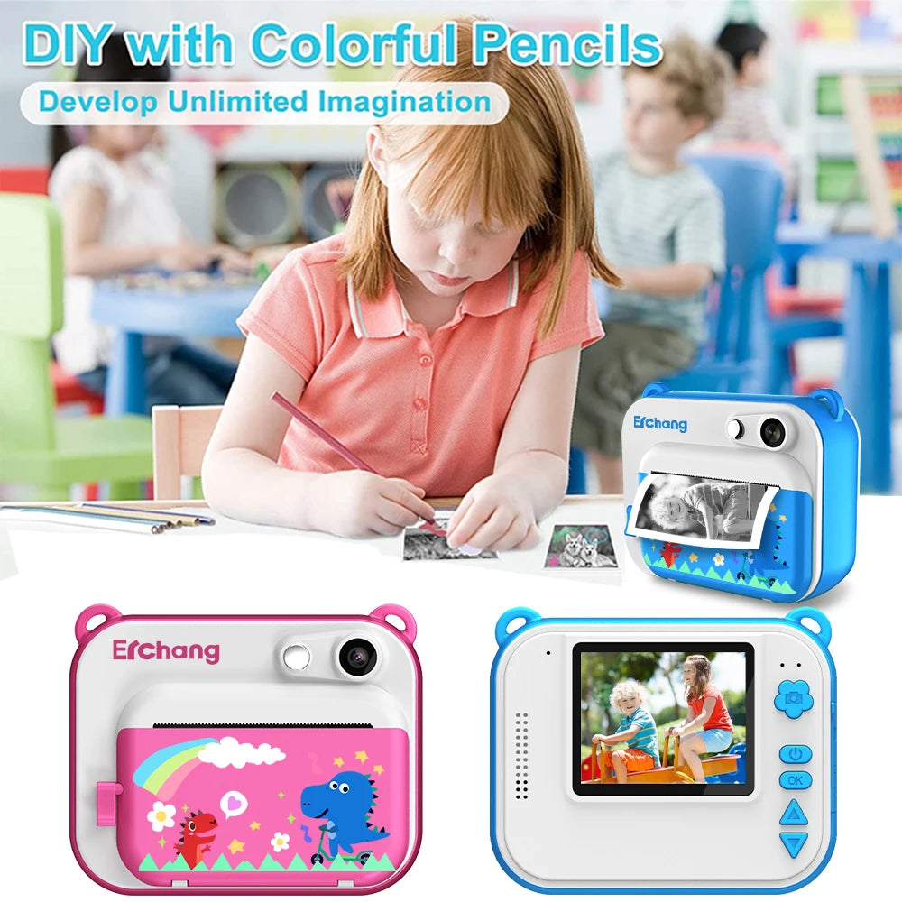 Kids Instant Print Camera with Thermal Printer - Children's Digital Photo and Video Camera, Perfect Birthday Gift for Boys and Girls