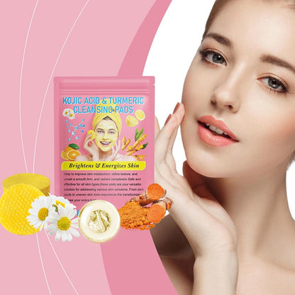 40/50pcs Kojic Acid & Turmeric Cleansing Pads - Exfoliating Facial Sponges for Daily Skin Care and Deep Cleansing