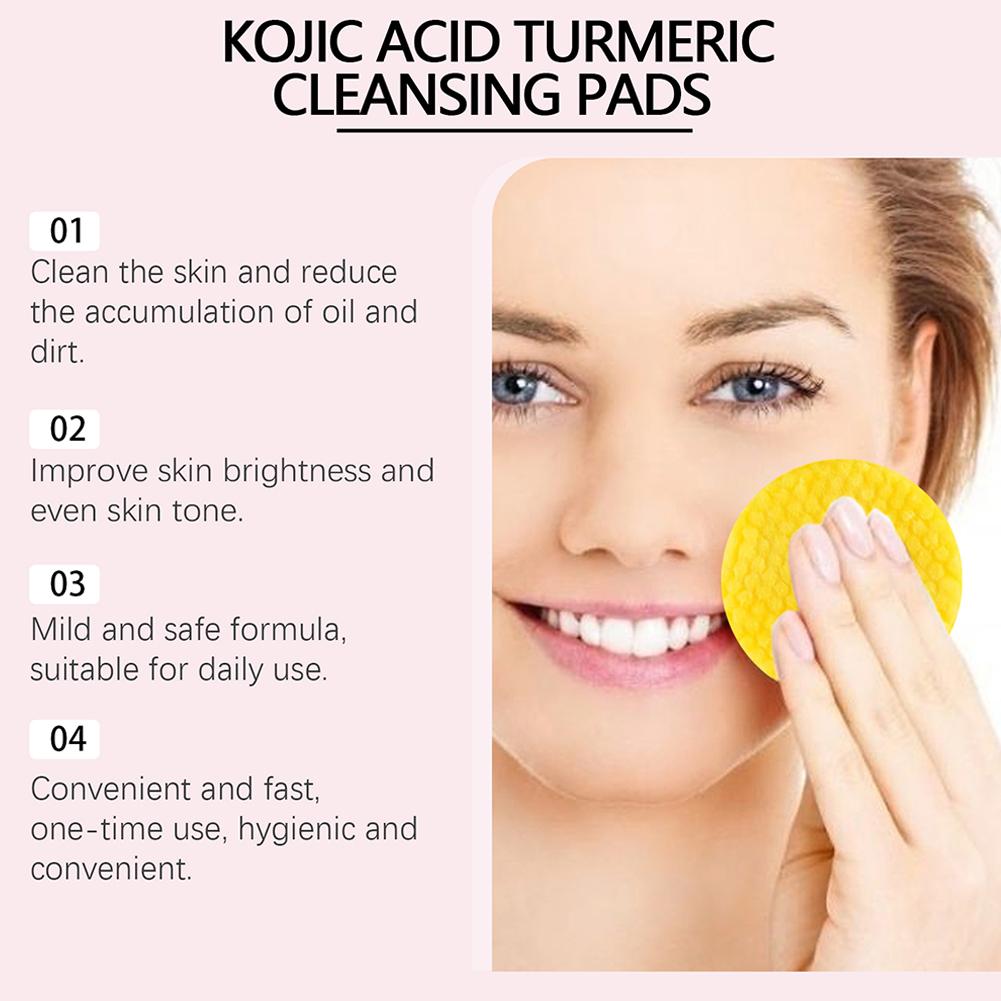 40/50pcs Kojic Acid & Turmeric Cleansing Pads - Exfoliating Facial Sponges for Daily Skin Care and Deep Cleansing