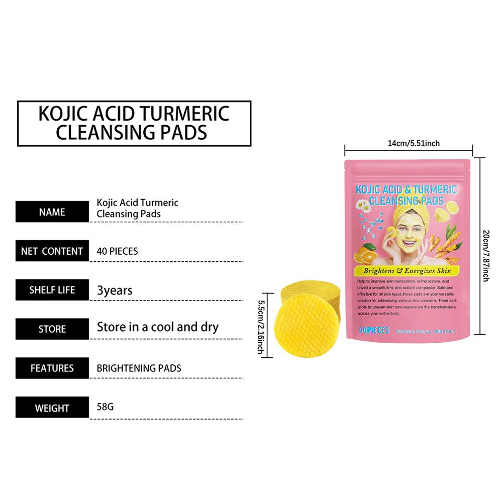 40/50pcs Kojic Acid & Turmeric Cleansing Pads - Exfoliating Facial Sponges for Daily Skin Care and Deep Cleansing