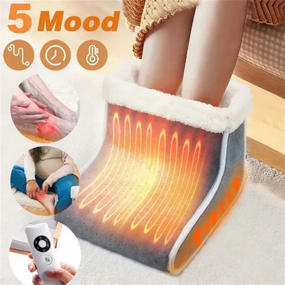 Electric Heated Foot Warmer with 5-Mode Control - Washable Thermal Massaging Foot Care Pad