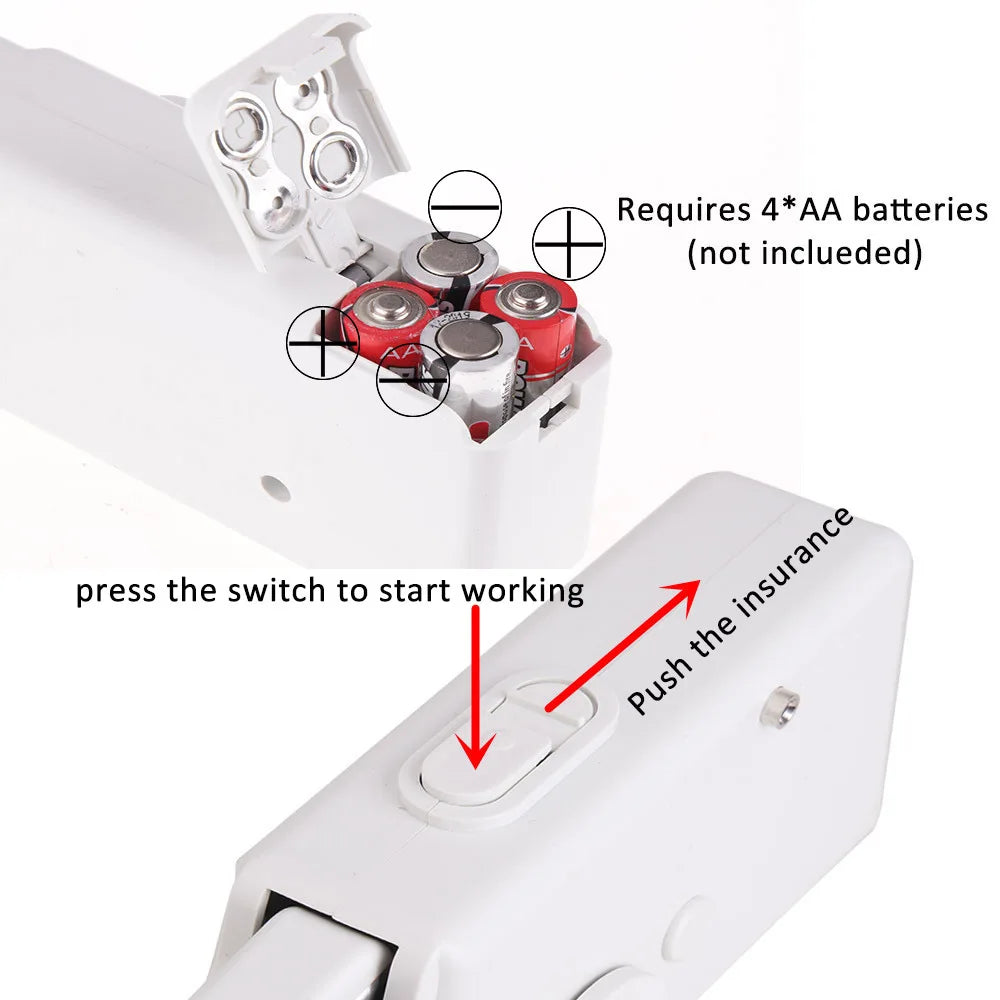 Portable Mini Sewing Machine - Cordless Hand-Held Needlework Tool for Clothes and Handwork - Handy Sewing Machine Accessories