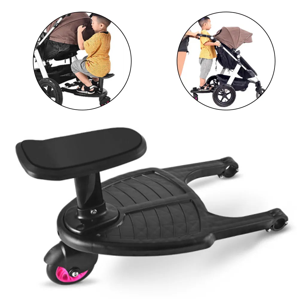 Enhance Your Stroller: Children's Pedal Adapter with Standing Plate and Seat - Perfect Auxiliary Trailer for Twins & Second Child