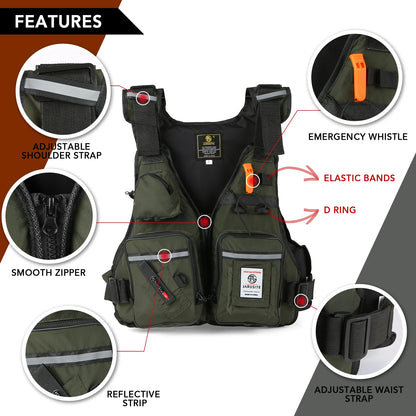 Professional Men's Life Jacket Buoyancy Suit - Portable Fishing Vest with Multi-Pockets, Waterproof Design for Sea Fishing, Adjustable Fit