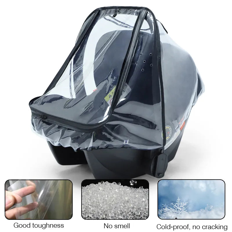 Transparent EVA Baby Safety Seat Rain Cover - Stroller Carriage Dust Shield & Rain Protector