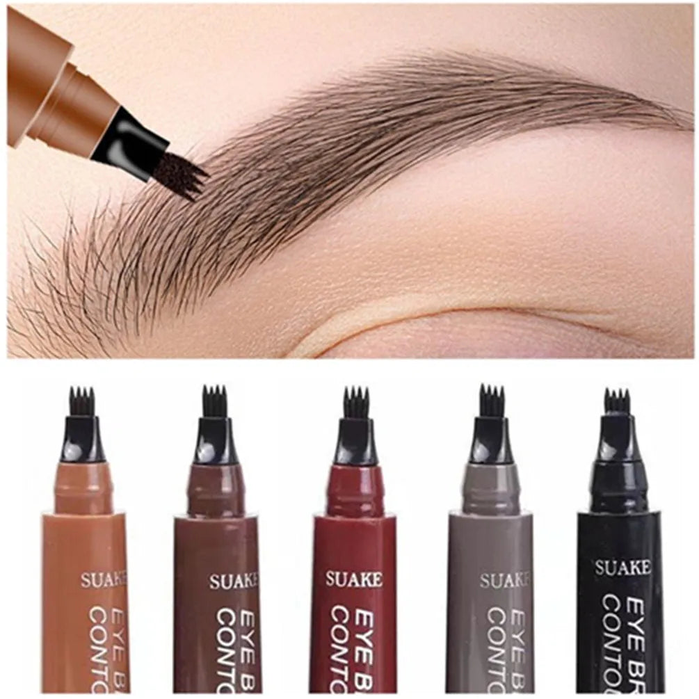 4D Microblading Eyebrow Pen – 4 Fork Tip Tattoo Pencil for Long-Lasting, Fine Sketch Eyebrow Makeup