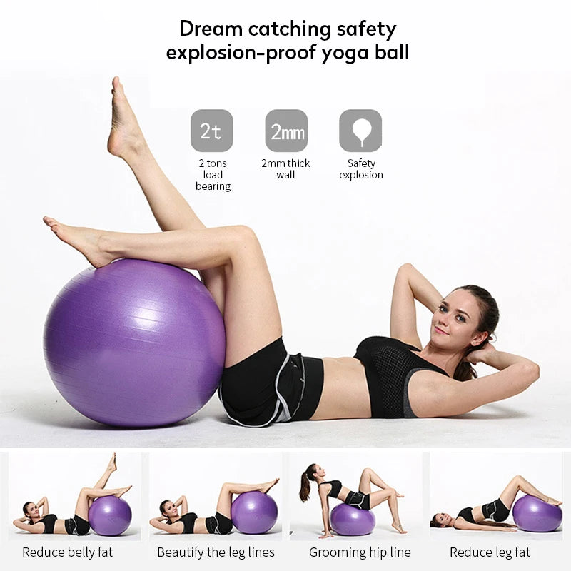 PVC Fitness Yoga Ball - Thickened Explosion-Proof Exercise Ball for Home Gym, Pilates, Balance Training, Available in 45cm to 85cm Sizes