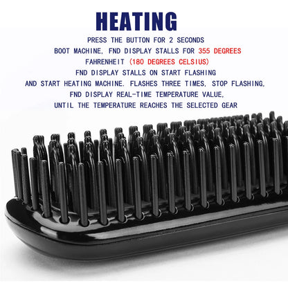 Sleek and Smooth Style: Heating Straightening Comb - Quick Beard Straightener Brush for Men - Styling Iron Smoothing Comb for Effortless Beard and Hair Grooming