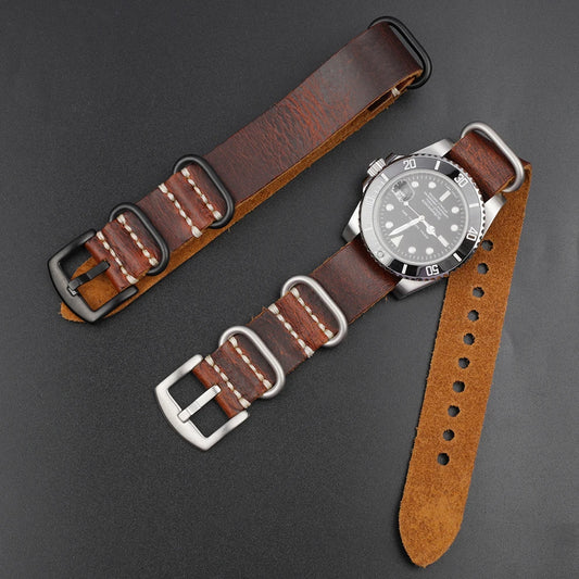 Vintage Coffee Brown Leather Watchband - 20mm, 22mm, and 24mm Replacement Strap for Men and Women